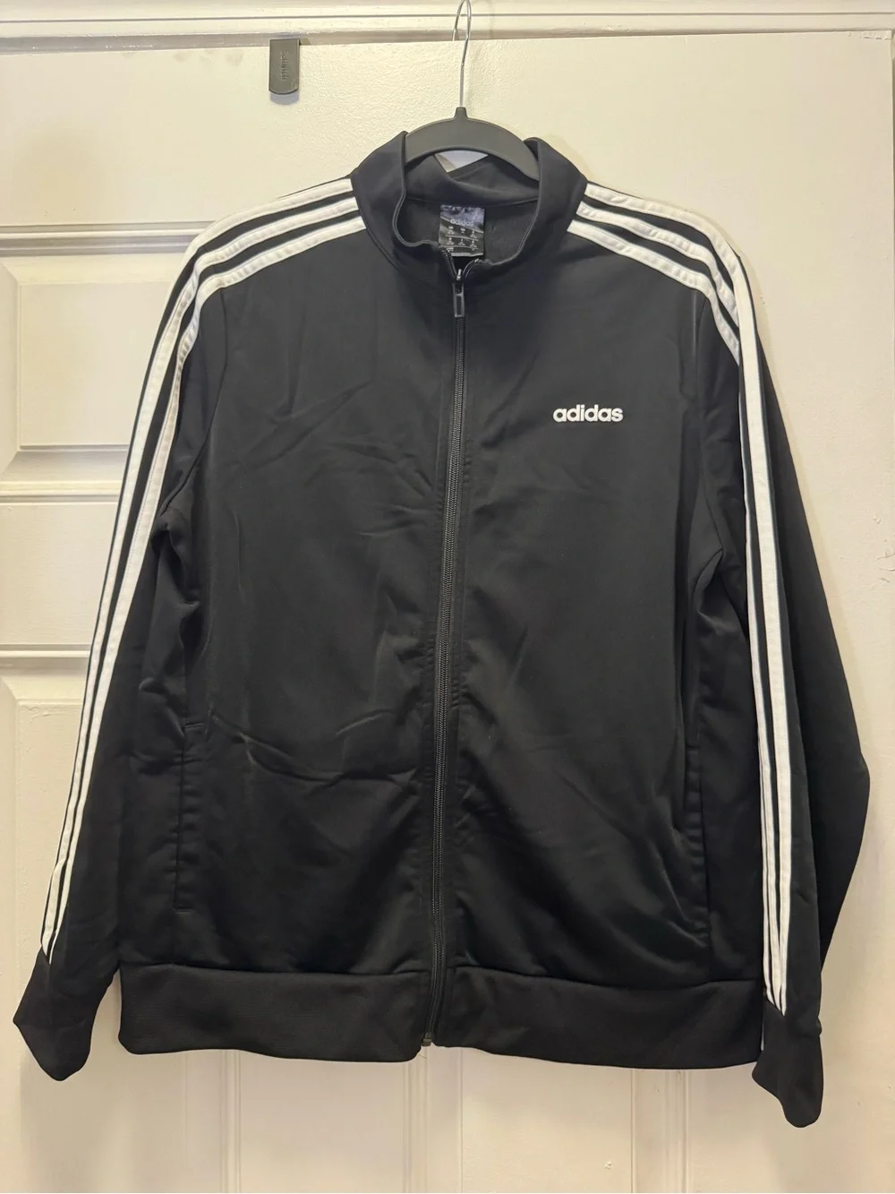 adidas Black Track Jacket with White 3-Stripe Detail